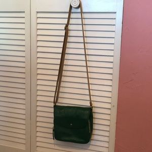 Green leather cross body jcrew purse